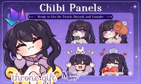 Twitch Panels Ideas, Emote Ideas, Drawing Bases, Twitch Panels, Chibi Style, Drawing Base, Panel Design, Anime Chibi, Paint