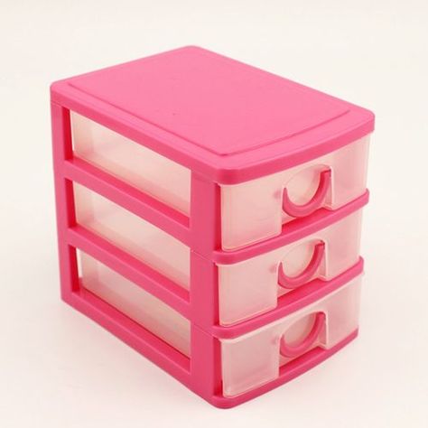 Candy Color Three Layers Mini Draw-out Desk Storage Box Container - Pink Organizing Drawers, Jewelry Organizer Drawer, Desktop Drawers, Storage Bins With Lids, Storage House, Plastic Drawers, Small Objects, Drawer Unit, Desktop Storage