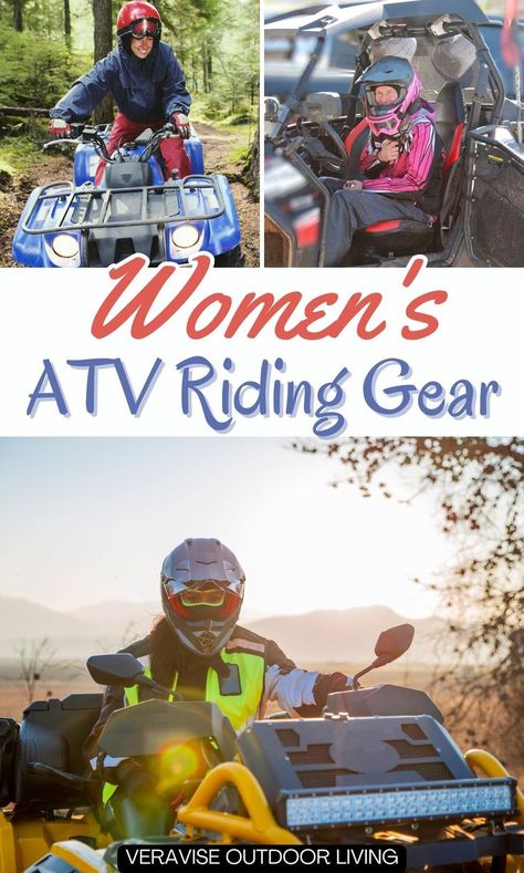 Women’s ATV Riding Gear Outfits For Atv Riding, Womens Atv Riding Boots, Atv Riding Outfit Vacation, Atv Helmets, Atv Girl, Atv Riding Shirt Ideas, Four Wheeling, Atv Accessories, Fearless Women