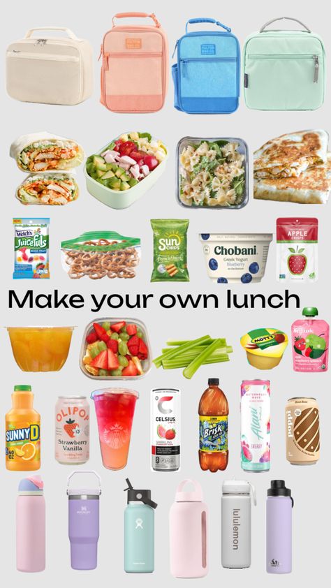 #fyp #preppy #lunch Make Your Own Lunch, Preppy Lunch, Quick School Lunches, Homemade School Lunches, Kids Lunch Box Meals, Easy School Lunches, School Lunch Recipes, Healthy Lunch Snacks, Meal Prep Snacks