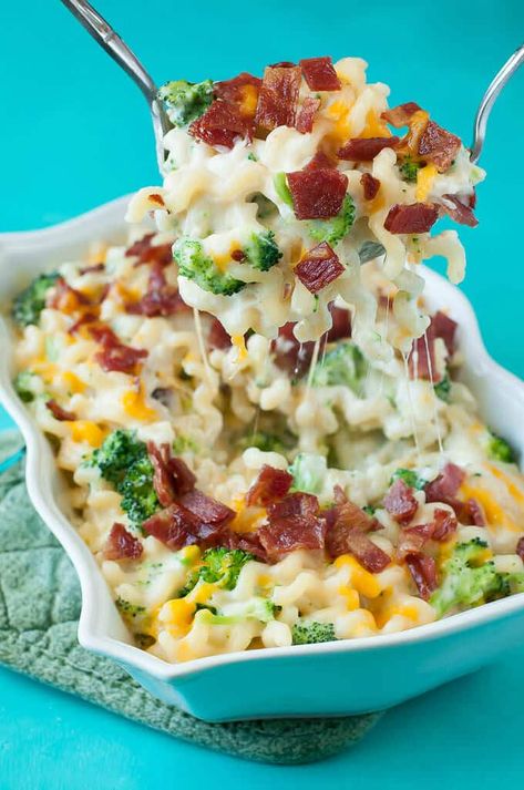 bacon-broccoli-macaroni-and-cheese-homemade-mac-and-cheese-recipe-680-0648 Broccoli Mac And Cheese, Macaroni And Cheese Casserole, Bacon Broccoli, Macaroni Salad, Bacon Recipes, Side Dish Recipes, Mac And Cheese, I Love Food, Casserole Recipes