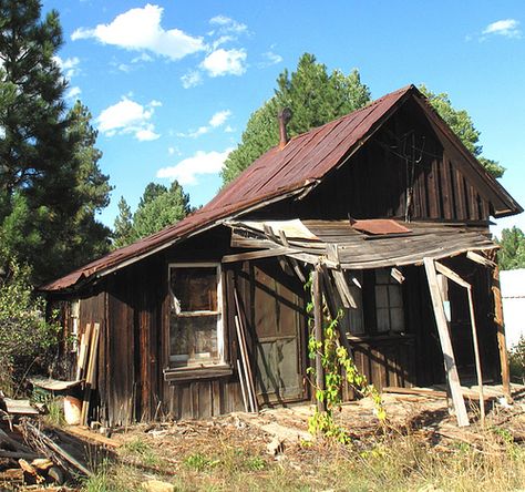 An abandoned shack in Placerville, Idaho Abandoned Shack, Explore Idaho, Idaho City, Old Cabins, Old Abandoned Buildings, Mining Town, Cabin Exterior, All Falls Down, Unusual Buildings