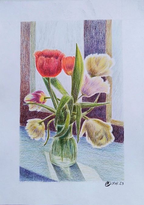 Colored Pencil Art Projects, Color Pencil Illustration, Pop Art Animals, Crayon Drawings, Colored Pencil Artwork, Pen Art Drawings, Abstract Flower Painting, School Art Projects, Color Pencil Art