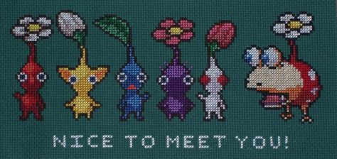 Pikmin bookmark 2 (with flowers) Pikmin Cross Stitch, Pikmin Pixel Art, Geek Cross Stitch, Perler Ideas, Perler Crafts, Motifs Perler, Melty Beads, Perler Beads Designs, Perler Patterns