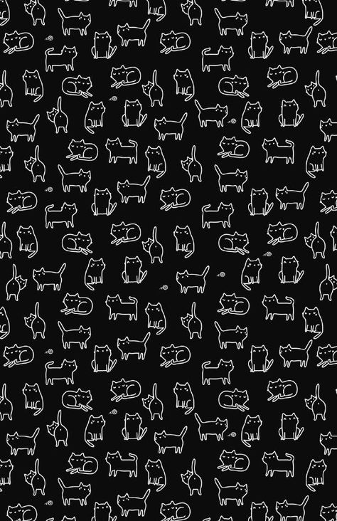 Black Cat Pattern Wallpaper, Black Pattern Wallpaper, Cat Pattern Wallpaper, Black Cat Pattern, Wallpaper Gelap, Cat Phone Wallpaper, Fotografi Urban, 패턴 배경화면, Gift Wrapper