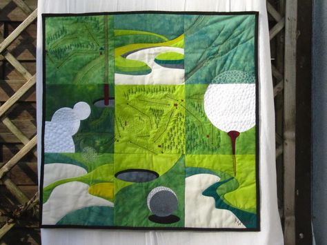 Kiwana's Art Quilts: In association with golf Golf Theme Quilt Patterns, Golf Quilt Ideas, Golfing Pictures, Golf Quilt, Golf Crafts, Golf Theme, Landscape Quilts, Picture Quilts, Patterns Ideas