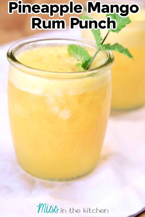 Pineapple Mango Rum Punch cocktails is a great option for entertaining guests and easy enough for any day of the week. A most refreshing and tasty tropical drink that only takes a few minutes to make. Pineapple Mango Rum Punch, Rum And Orange Juice, Rum Cocktails Easy, Cocktails Made With Rum, Rum Punch Cocktail, Easy Party Drinks, Mango Rum, Punch Cocktails, Pineapple Cocktail