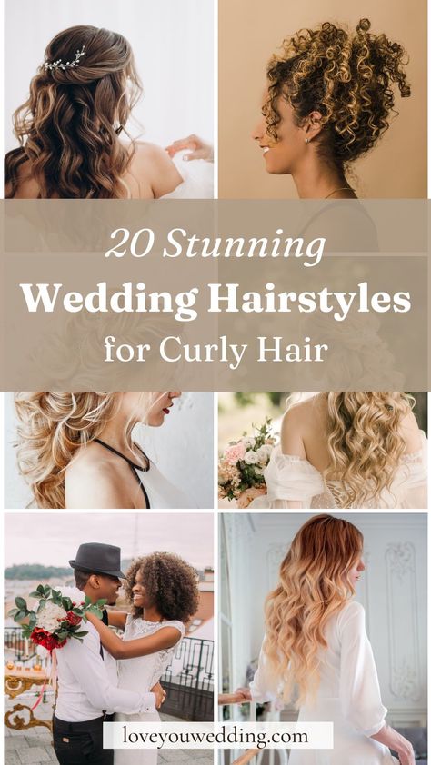 Elevate your wedding beauty with our collection of 15+ Stunning Wavy & Curly Wedding Hairstyles! Whether you adore romantic waves or gorgeous curls, find inspiration for the perfect curly bridal hairstyle on your wedding day. Click to explore and discover the ideal wavy and curly wedding hairstyles for a breathtaking bridal look. Beach Wedding Hairstyles For Curly Hair, Hairstyle For Short Curly Hair Wedding, Medium Curly Wedding Hairstyles, Bridesmaid Hairstyles For Naturally Curly Hair, Curly Hair Ideas For Wedding, Curl Wedding Hair Styles, Bridesmaids Hairstyles For Curly Hair, Curly Hair On Wedding Day, Shoulder Length Curly Wedding Hair