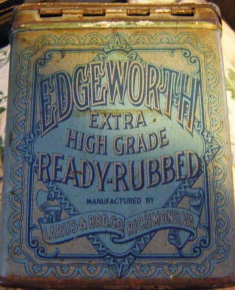 Vintage Edgeworth Extra High Grade Ready Rubbed by parkledge, $30.00 Jar Vase, Vintage Tins, Bottles And Jars, Flask, Patina, Tin, Texture, Handmade Gifts