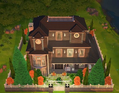 Idea of ​​a beautiful Victorian-style house to welcome autumn for the Sims Mobile Game. Sims Mobile House Ideas, Sims Mobile, The Sims Mobile House Design, Victorian Style House, Sims Building, London House, Sims 4 Houses, Animal Crossing Qr, Sims House