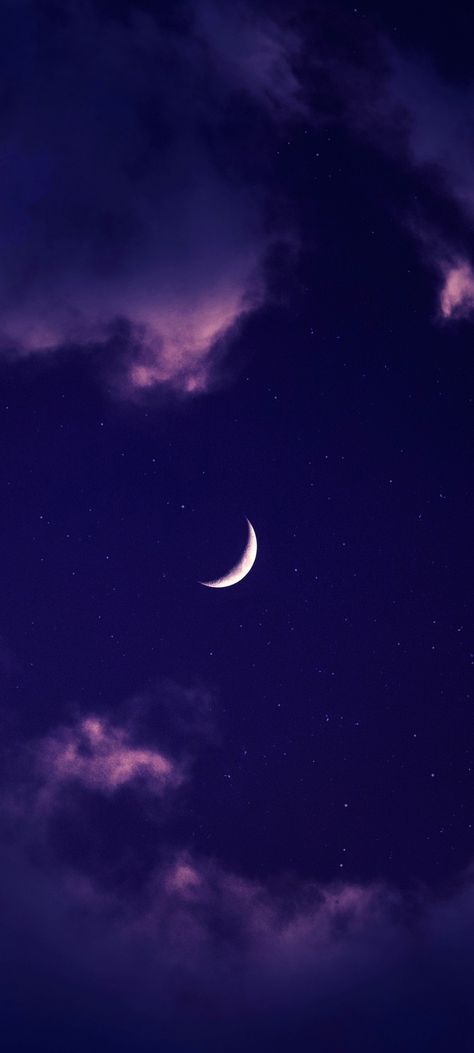 Crescent Moon stars and purple clouds Cropped mobile wallpaper 1080x2400 Purple Moon Wallpaper Iphone, Crescent Moon Wallpaper Aesthetic, Purple Moon Wallpaper, Crescent Moon Wallpaper, Violet Moon, Purple Clouds, Purple Moon, Moon Clouds, Moon Wallpaper