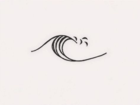 Minimalist Wave: A minimalist tattoo design of a stylized wave, created using flowing and graceful lines. The wave is depicted in a simple, abstract form, with no intricate details or patterns. The design is done in black ink, emphasizing the fluidity and movement of the water. The minimalist style conveys a sense of tranquility and connection to the ocean, making it a great choice for surfers, beach lovers, or anyone who finds peace and inspiration in the sea. 3 Wave Tattoo Simple, Line Wave Tattoo, Wave Tattoo Line Work, Simple Ocean Wave Tattoo, Single Line Wave Tattoo, Minimalist Wave Tattoo, Minimalist Tattoo Sea Wave, Ocean Wave Tattoo, Minimalist Tattoo Design