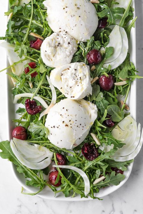 Salad With Fennel, Pickled Cherries, Fancy Salads, Grilled Flatbread, Salads For A Crowd, Fresh Summer Salad, Easy Summer Dinners, Fennel Salad, Summer Meal