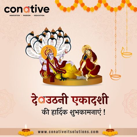 On the behalf of Conative family, we wish you all Happy Dev Uthani Ekadashi! On this day, it is believed that Lord Vishnu wakes up on the auspicious day of Ekadashi, which often falls under the Kartik month. For your spiritual and earthly lives to be united with the same enthusiasm, we pray to Lord Vishnu to remove all obstacles. #gyaras #ekadashi #devuthni #tulsivivah2022 #festival #celebration #lifeatConative Devuthani Ekadashi Wishes, Devithni Ekadashi, Devuthani Ekadashi Status, Kartik Ekadashi Wishes, Dev Uthani Ekadashi Wishes, Dev Uthani Ekadashi Images, Kartik Ekadashi, Dev Uthani Gyaras, Devuthani Ekadashi