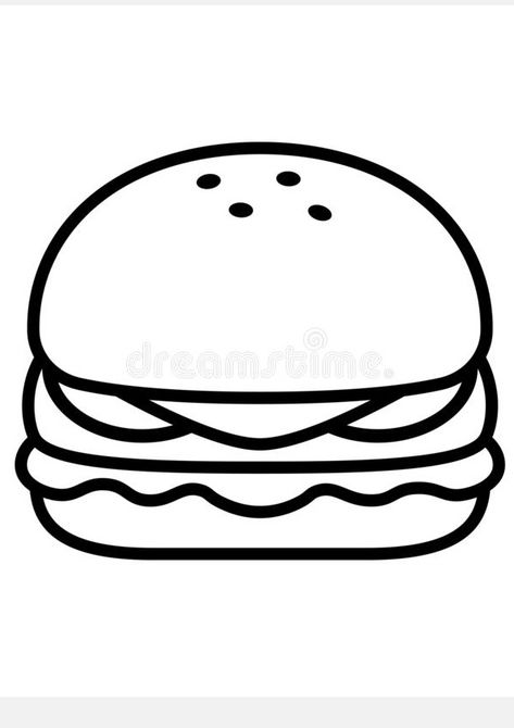 Free Printable Burger Coloring Pages Burger Coloring Page, Hamburger Coloring Page, Snacks Drawing, Burger Template, Flextangle Template, Burger Drawing, Burger Cartoon, Easy Burgers, Customer Journey Mapping