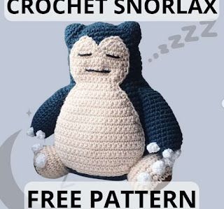 PATRONES AMIGURUMI GRATIS: PATRON GRATIS SNORLAX | POKEMON AMIGURUMI 66133 Pokemon Knitting Patterns Free, Free Crochet Pokemon, Snorlax Crochet Pattern, Snorlax Crochet, Snow Pokemon, Snorlax Pokemon, Pokemon Amigurumi, Pokemon Snorlax, Pattern Step By Step