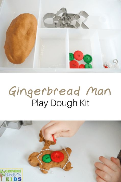 Gingerbread man play dough kit with homemade gingerbread play dough. Makes the perfect quiet time activity or homemade gift for Christmas.   #Playdough #Playdoh #Christmas #ChristmasActivity #KidsActivity #Kidsactivities Gift For Preschoolers, Gingerbread Play Dough, Play Doh Kits, Easy Gingerbread, Playdough Activities, Playdough Kits, Homemade Playdough, Open Ended Play, Invitation To Play