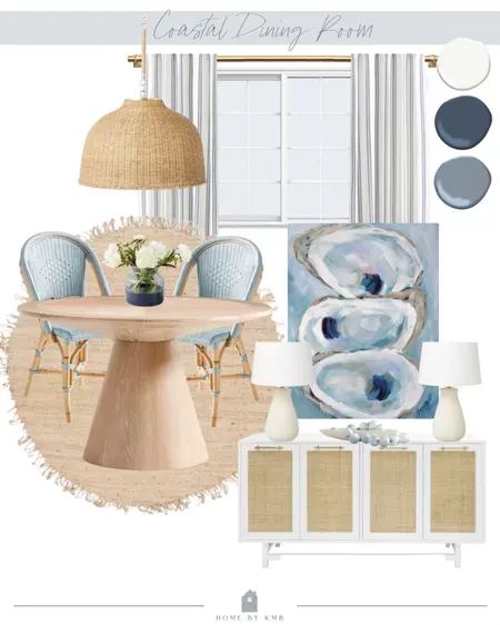 Coastal Breakfast Table, Coastal Dining Room Inspiration, Coastal Dining Room Table, Coastal Dining Room Ideas, Dining Room Design Board, Modern Coastal Dining Room, Coastal Dining Table, Beach House Dining Room, Blue Dining Room