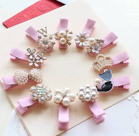 Advent Calendar Gifts, Buat Pita, Children Hair, Hair Clips Diy, Crystal Hair Clips, Hair Gift, Hair Accessories Pearl, Baby Pearls, Baby Hair Accessories