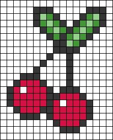 Cherry Keychain, Pola Kotak, Graph Paper Drawings, Easy Pixel Art, Pixel Art Templates, Pixel Drawing, Diy Perler Bead Crafts, Pixel Crochet, Pix Art