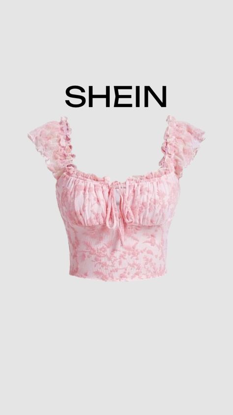 #myfirstshuffle Pink Floral Top, Women's Casual Style, Going Out Tops, Floral Print Tops, Printed Ties, Crop Blouse, Sweetheart Neck, Comfy Casual, Blouse Top