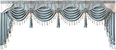 Amazon.com: KMSG Luxury European Blue Waterfall Valance for Window Swag Curtains with Tassels for Living Room Rod Pocket 1 Panel 79 Inch Wide : Home & Kitchen Curtains With Tassels, Living Room Valances, Window Swags, Blue Waterfall, Waterfall Valance, Chenille Curtains, Royal Bedroom, Swag Curtains, Small Window Curtains