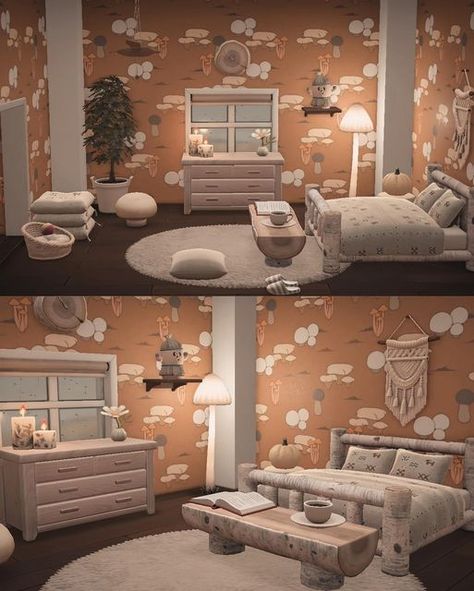 Acnh Cottagecore House, Acnh Bedroom, Cottagecore House, Cabin Theme, Acnh Inspiration, Animal Crossing Wild World, Interior Remodel, New Animal Crossing, Room Design Bedroom