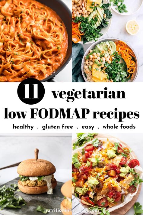 Looking for low fodmap recipes? This list of simple, easy, and healthy low fodmap vegetarian dishes includes breakfast, lunch, dinner, and even dessert! All are gluten free, vegetarian (and many are vegan too!). Fodmap Recipes Lunch, Low Fodmap Recipes Vegetarian, Low Fodmap Meal Plan, Low Fodmap Vegetarian, Food Map Diet, Ibs Friendly Food, Fodmap Lunch, Fodmap Recipes Dinner, Low Fodmap Recipes Dinner