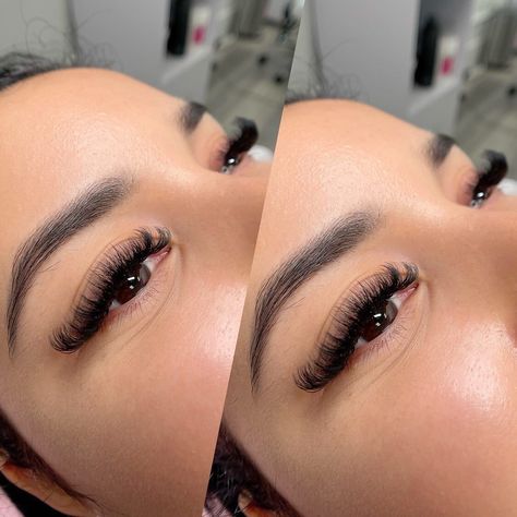 Dark Lash Line Extensions, Fluffy Volume Lash Extensions, Lash Ideas, Lash Map, Best Lash Extensions, Cat Eye Lash, Eyelash Extensions Styles, Lash Extensions Styles, Volume Lash Extensions