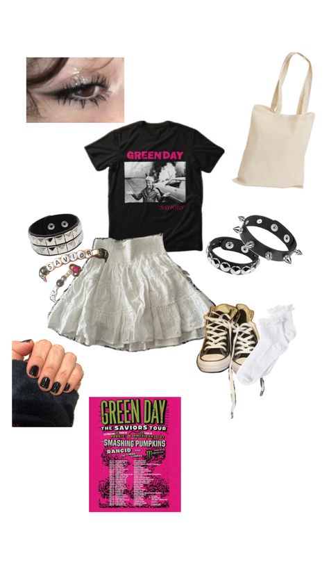 What To Wear To A Green Day Concert, Green Day Concert Outfit Ideas, Greenday Concert Outfits, Green Day Concert Outfit, Day Concert Outfit, Green Day Concert, Smashing Pumpkins, Concert Outfits, Concert Looks