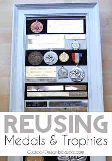 DIY project: What to do with old trophies and awards? #reusingoldtrophies #recyclingmedals Medals And Trophies, Old Trophies, Do It Yourself Decoration, Trophy Display, Sports Trophies, Award Display, Mexican Skull, Skull Wall Art, Trophies And Medals