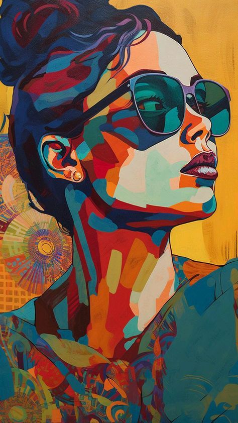 Woman With Sunglasses, Painting On Walls, King Bob, Pop Art Face, Portraits Pop Art, Plate Painting, Abstract Portraits, Wpap Art, Painting Of A Woman