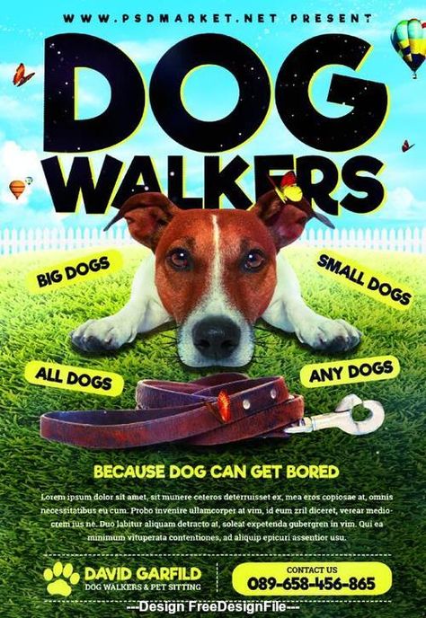 Pet Sitting Flyer, Dog Walker Flyer, Dog Walking Flyer, Dog Bandana Diy, Pet Care Business, International Dog Day, Make A Flyer, National Pet Day, Dog Business