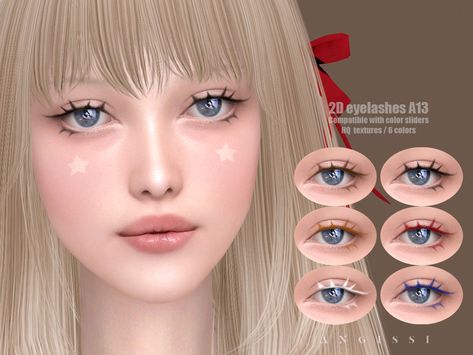 The Sims Resource - 2D eyelashes A13 Sims 4 Miiko Lashes, Ts4 3d Eyelashes, The Sims 4 Cc Korean Makeup, Sims Eyelashes, 2d Lashes, Sims 4 Makeup, Doe Eye Makeup, Mod Makeup, Cc Makeup