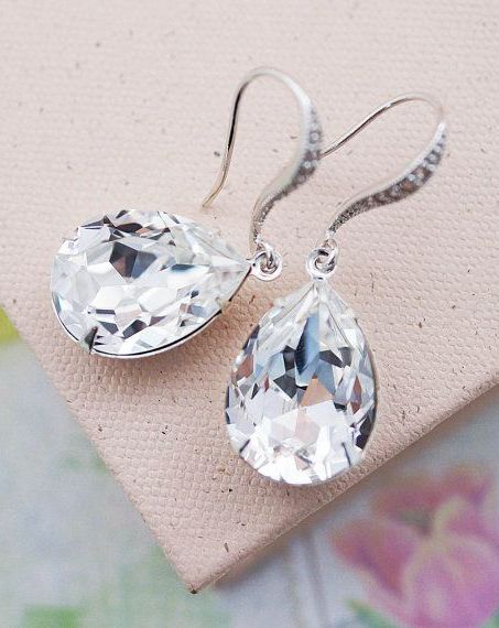 Wedding Jewelry Estate Style Earrings Bridal by earringsnation Boda Wedding, Tear Drop Earrings, Bridal Fashion Jewelry, Style Comfortable, Earrings Bridesmaid, Clear White, Love To Shop, Wedding Things, Style Earrings