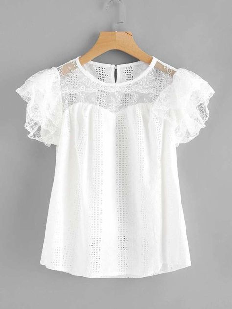 Lace Blouses, Character Inspired Outfits, Kids Gown, Trendy Fashion Tops, Contrast Blouse, Creation Couture, Women Blouses, Blouse Online, Girls Fashion Clothes