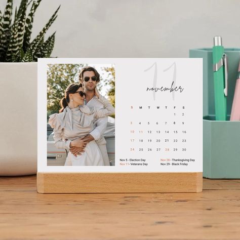 Customized Calendar Ideas, Desk Calendar Design Creative, Branded Giveaways, Desk Calendar Template, Desk Calendar Design, Calendar With Holidays, Personalised Calendar, Personalized Calendar, Editable Calendar