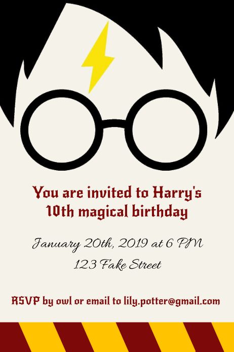 Harry Potter Birthday Invitations, Harry Potter Invitations, Happy Birthday Poster, Happy Birthday Invitation Card, Cumpleaños Harry Potter, Magic Party, Poster Template Design, Online Poster, Happy Birthday Template