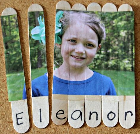 Name Activities Preschool, Preschool Names, Name Practice, Name Crafts, Craft Sticks, Name Activities, Preschool Literacy, Activities Preschool, Name Puzzle