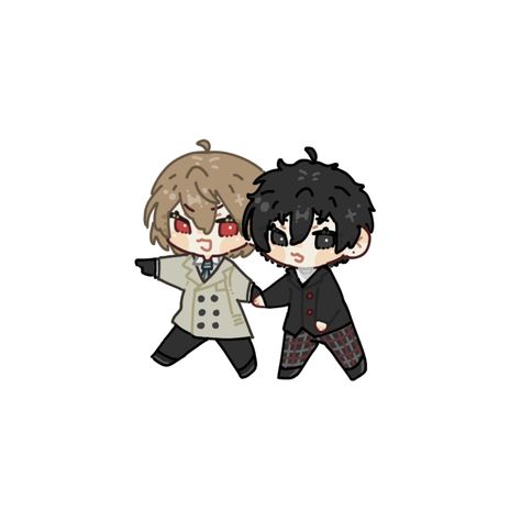 Akechi Ponytail, Goro X Ren, Ren Amamiya X Goro Akechi, Akeshu Fanart, Ren And Akechi, Akechi X Ren, Shuake Fanart, Persona 5 Chibi, Akechi Wallpaper