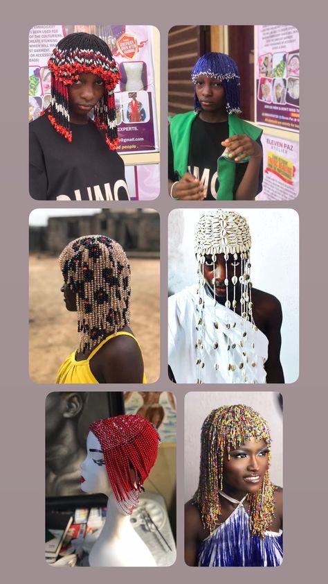 Beaded wigs by AOJ Brand, which is your favorite ? 🤩 #beadedwigs #wearableart #aojlagos #costumedesigner #beadedwigsbyaoj #costumedesign #beadedheadpiece Beaded Headpiece, Training Bags, Costume Design, Wearable Art, Wigs, Embroidery, Quick Saves, Design