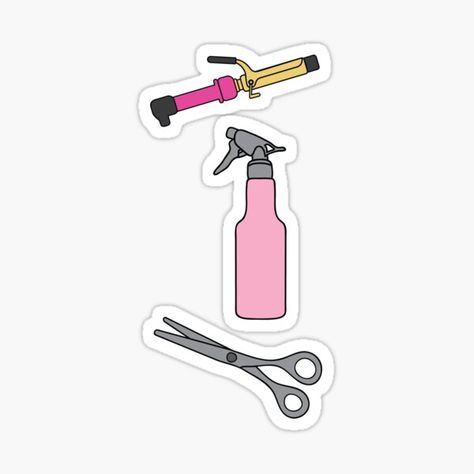 Millions of unique designs by independent artists. Find your thing. Cosmetology Stickers, Loft Studio, Curling Iron, Body Hair, Cosmetology, Car Stickers, Spray Bottle, Hair Stylist, Vinyl Decal Stickers