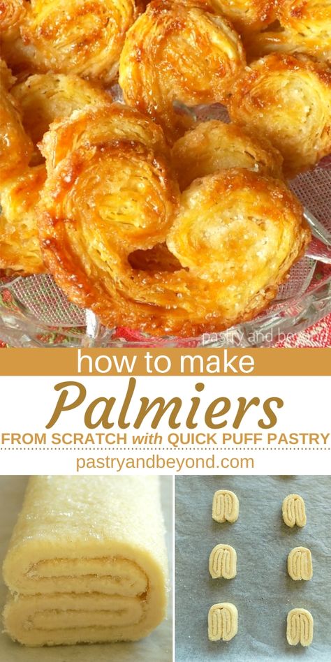 Palmier Recipe, French Palmiers, Quick Puff Pastry, Palmiers Recipe, Puff Pastry Recipes Dessert, Beignet Recipe, Pastries Recipes Dessert, Puff Pastry Recipe, Puff Pastry Desserts