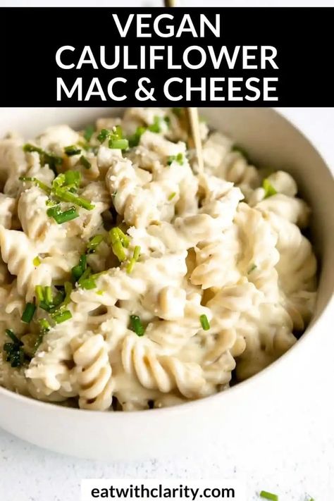 This vegan cauliflower mac & cheese is rich, creamy and so easy to make. It's made with cashews and cauliflower for a simple vegan cheese sauce that's perfect with your favorite gluten free pasta and can be baked! An easy and creamy vegan pasta recipe. Vegan Cauliflower Mac And Cheese, Vegan Pasta Recipe, Vegan Pasta Sauce, Creamy Vegan Pasta, Cauliflower Pasta, Dairy Free Pasta, Grain Free Desserts, Cauliflower Mac And Cheese, Vegan Cheese Sauce