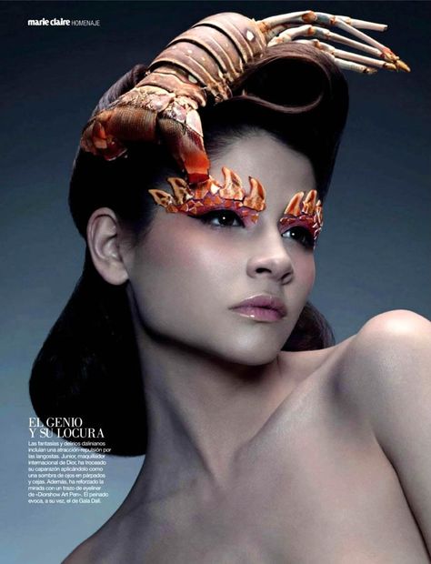 Marie Claire Editorial, Alba Galocha, Aveda Makeup, Crab Art, Avant Garde Makeup, Christian Dior Haute Couture, Dramatic Makeup, Evolution Of Fashion, Food Covers