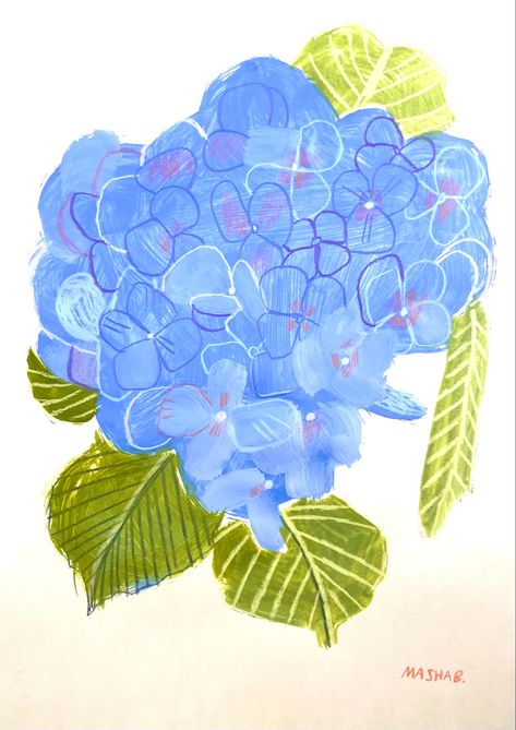 Hydrangea Drawing, Hydrangea Photography, Hydrangea Illustration, Goose Drawing, Hydrangea Art, Hydrangeas Art, Hydrangea Blue, Art Goals, Sketchbook Inspo