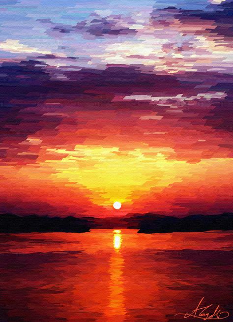 Arte Peculiar, Sunrise Painting, Watercolor Sunset, Sun Rise, Landscape Art Painting, Young Professional, Sunset Art, Creative Painting, Ocean Painting