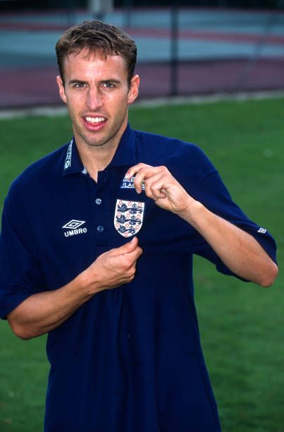 Gareth Southgate of England in 1996. England Football Team, Gareth Southgate, England Football, Football Team, Mens Polo, Polo Ralph Lauren, Men's Polo Shirt, Polo Shirt, England