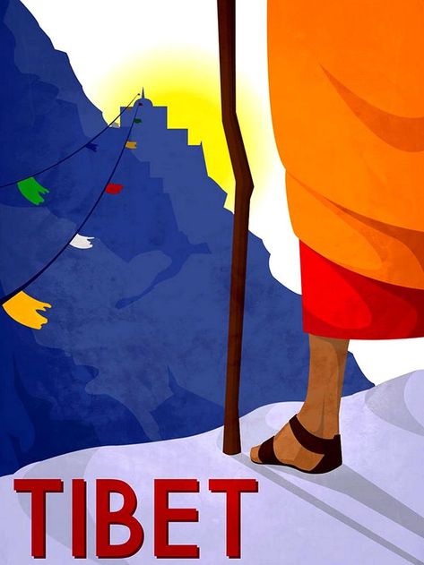 Tibet Flag, Flag Painting, Nepal Travel, Vintage Travel Posters, Eu Flag, Vintage Travel, Tibet, Travel Posters, Country Flags