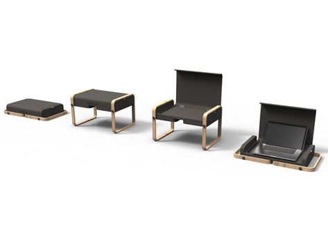 Portable Desk Nomadic Furniture, Portable Furniture, Portable Laptop Desk, Mobile Workstation, Plywood Design, Foldable Desk, Transforming Furniture, Desk Plans, Portable Desk